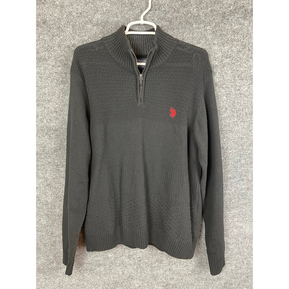 U.S. POLO ASSN. Sweater Men's Large Black Red Pony Long Sleeve